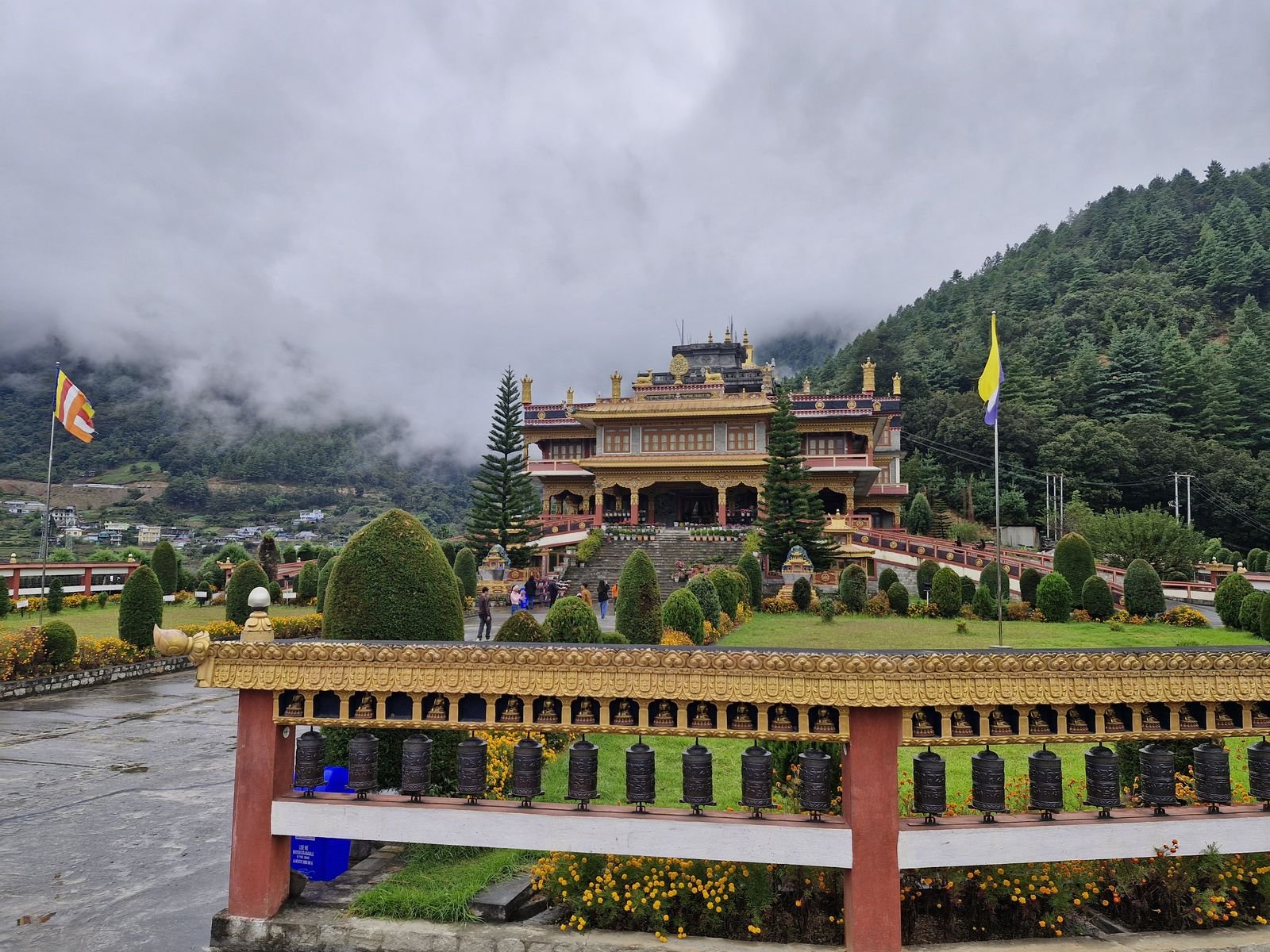 Arunachal Pradesh — Dirang Monastery with prayer wheels